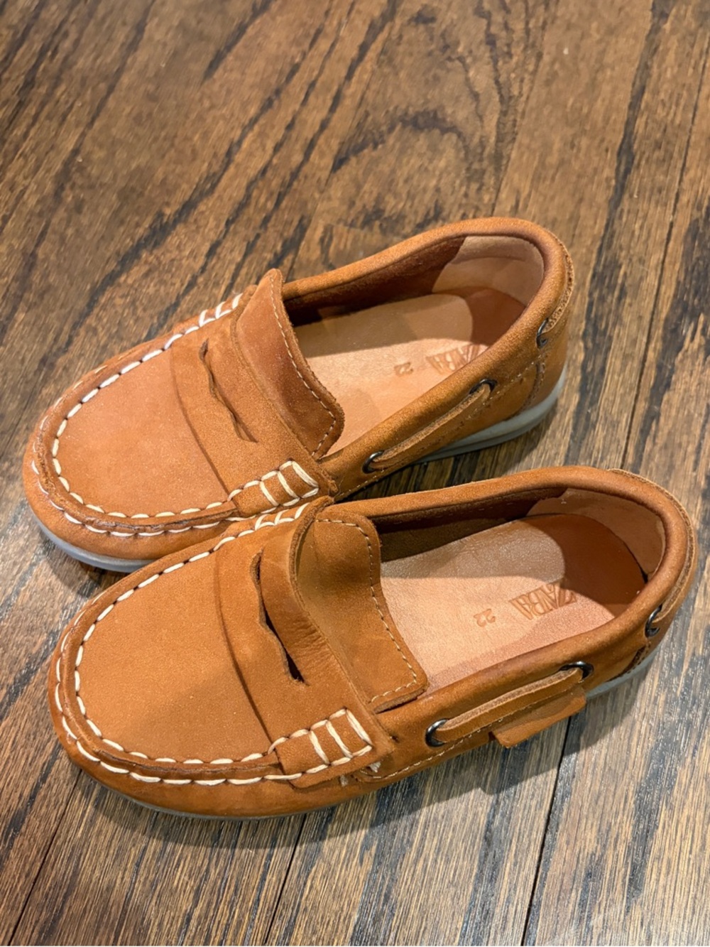 Zara Tan Suede Penny Loafers